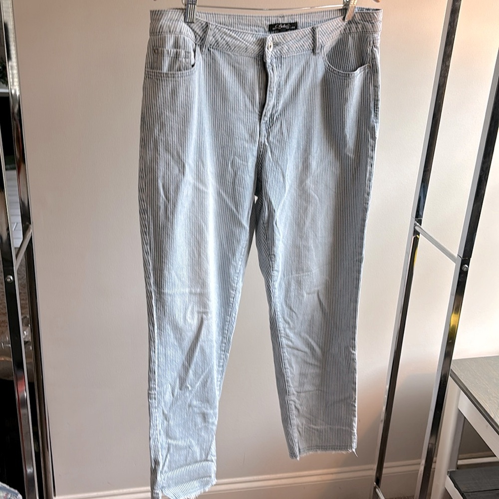 Charlie B lightweight denim jeans - light blue and white stripe - 12